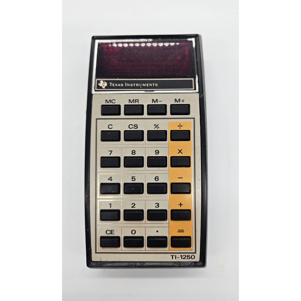 Texas Instruments TI-1250 Vintage Red LED Handheld Calculator USA 1970s UNTESTED